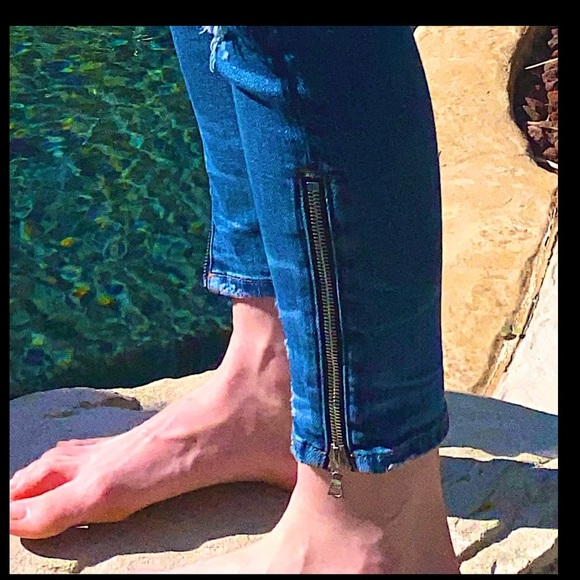 NWT Rare ladies amiri mx1 medium indigo ankle zipper leather patchwork pleated - Picture 17 of 17